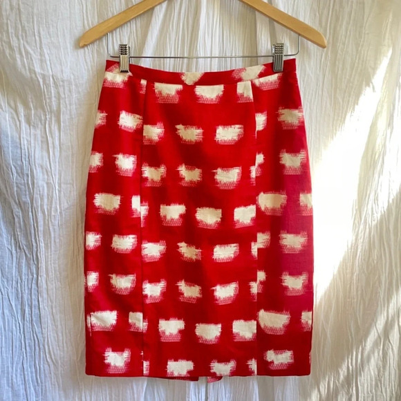 Corey Lynn Calter Anthropologie Red & Ivory Jacquard Pencil Skirt, 4 - Picture 2 of 12